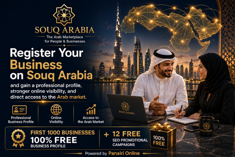Register Your Business on Souq Arabia and gain a professional profile, stronger online visibility, and direct access to the Arab market.